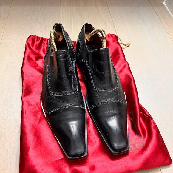 Jo Ghost Black Leather Formal Shoes, Rare, High-End Handmade Detail - PREOWNED